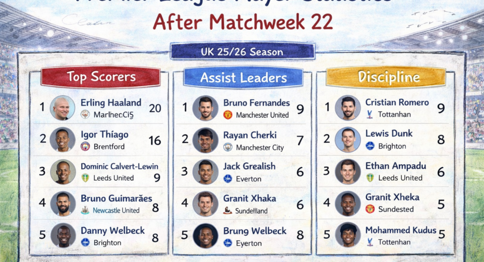 Premier League Player Statistics After Matchweek 22
