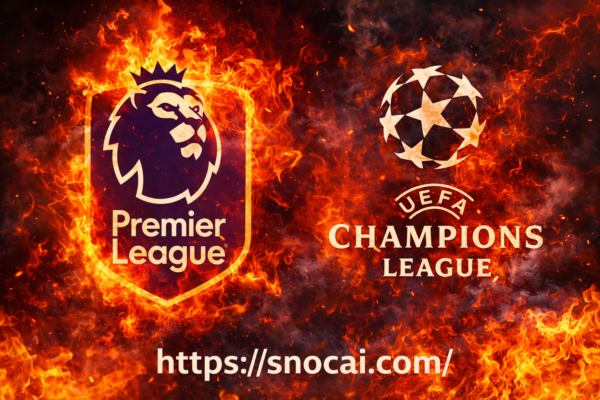 Premier League and Champions League fiery battle graphic featuring Newcastle vs Qarabag – https://snocai.com/
