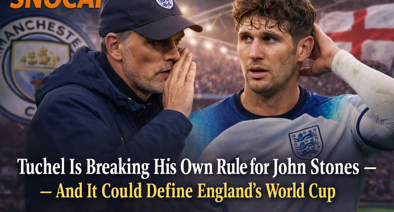 Thomas Tuchel speaking to John Stones as England faces a key World Cup selection dilemma