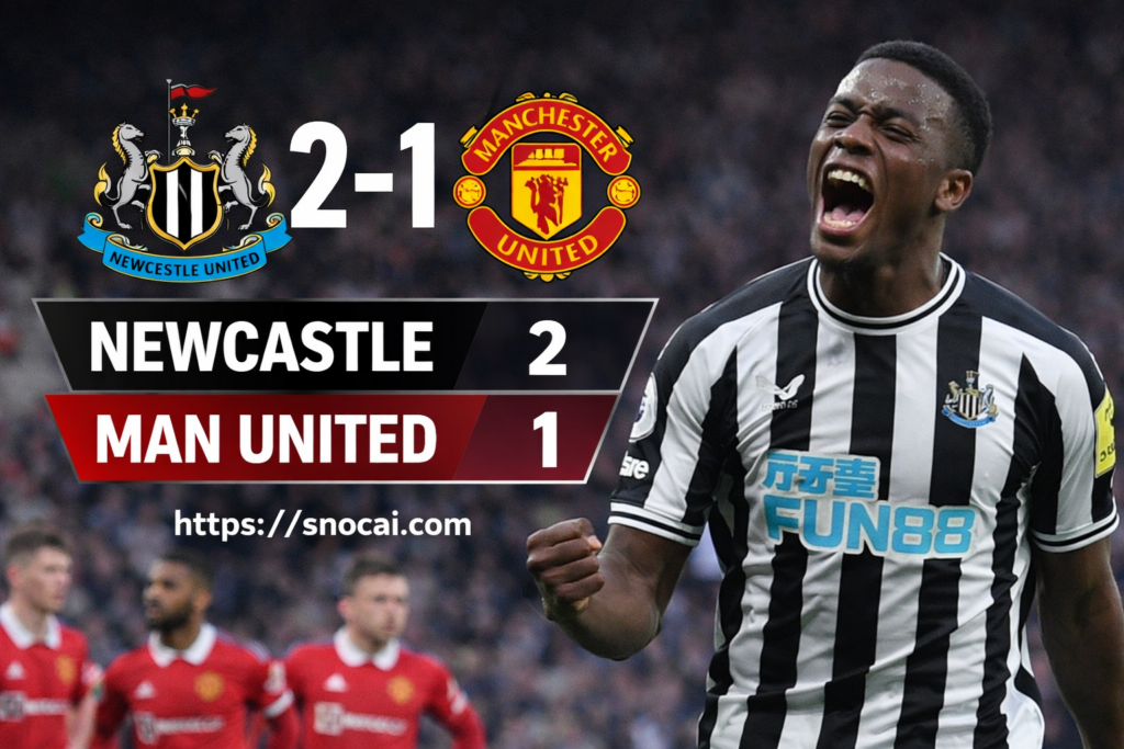 Newcastle vs Manchester United Premier League match where William Osula scored a late winner in a 2-1 victory